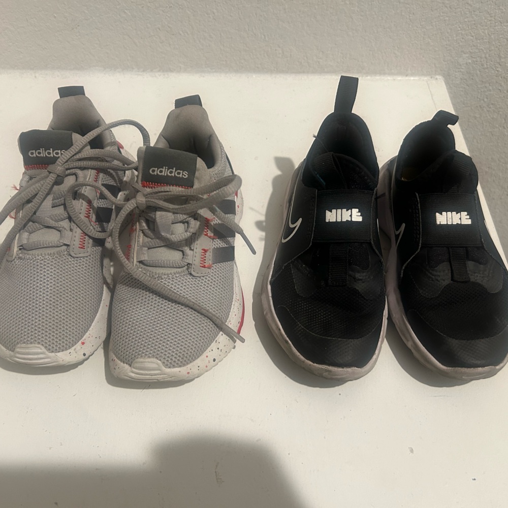 SOLD/Adidas Kids Gray and Red Sneakers